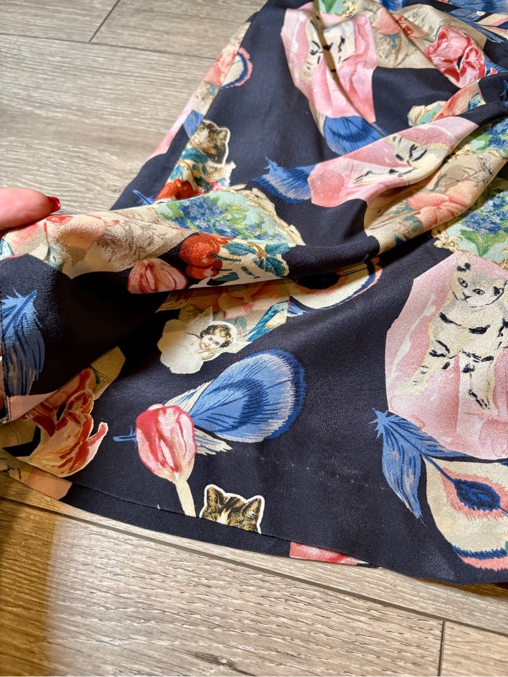 Rebekah Maysles x Anthropologie Whimsical Navy Silk Wrap Skirt Size 6 - Picture 4 of 8